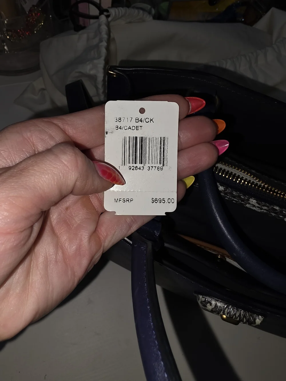 Coach Leather Classic Navy Structured Top-Handle Satchel